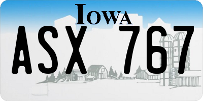 IA license plate ASX767