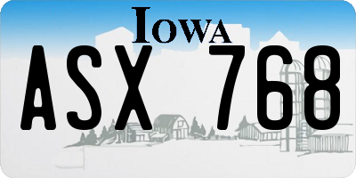 IA license plate ASX768