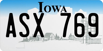 IA license plate ASX769