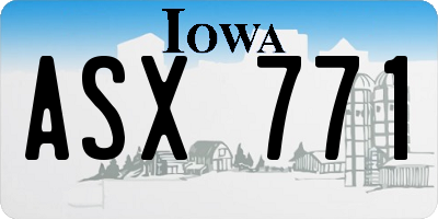 IA license plate ASX771