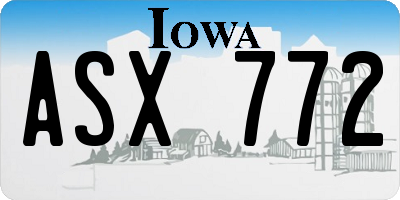 IA license plate ASX772