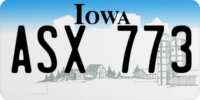 IA license plate ASX773