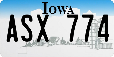 IA license plate ASX774