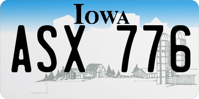 IA license plate ASX776