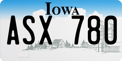 IA license plate ASX780