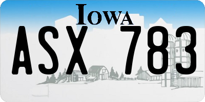 IA license plate ASX783