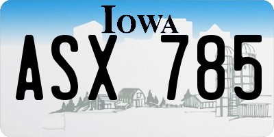 IA license plate ASX785