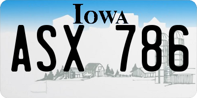 IA license plate ASX786