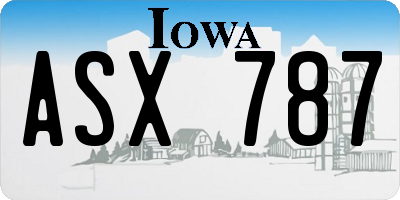 IA license plate ASX787