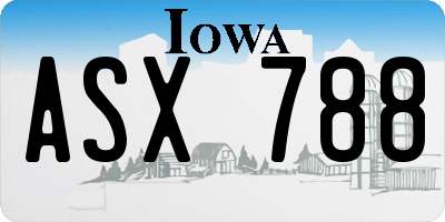 IA license plate ASX788