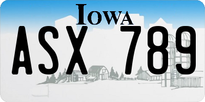 IA license plate ASX789