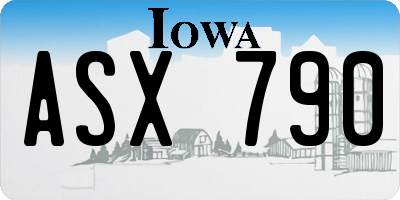 IA license plate ASX790
