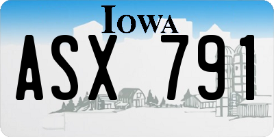 IA license plate ASX791