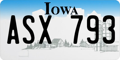 IA license plate ASX793