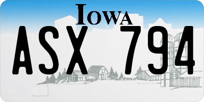 IA license plate ASX794