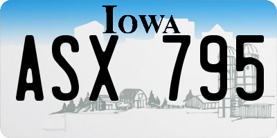 IA license plate ASX795
