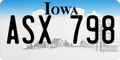 IA license plate ASX798