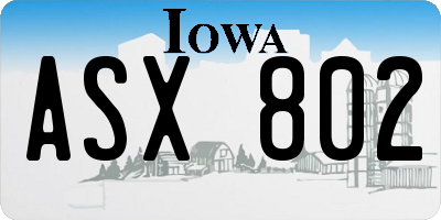 IA license plate ASX802