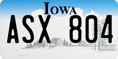 IA license plate ASX804