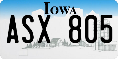 IA license plate ASX805