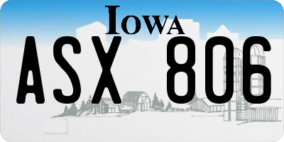 IA license plate ASX806