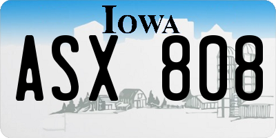 IA license plate ASX808