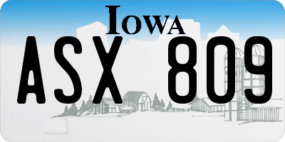 IA license plate ASX809