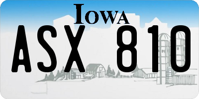 IA license plate ASX810