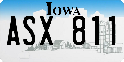 IA license plate ASX811