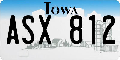 IA license plate ASX812