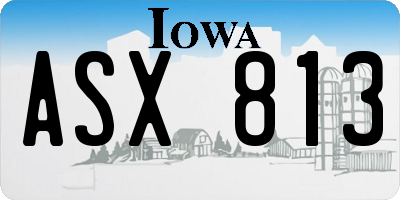 IA license plate ASX813
