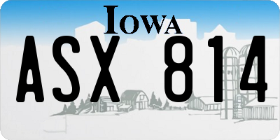 IA license plate ASX814