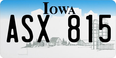 IA license plate ASX815