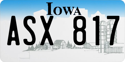 IA license plate ASX817