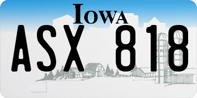 IA license plate ASX818