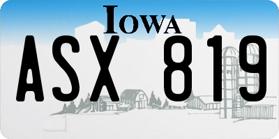 IA license plate ASX819