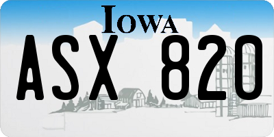 IA license plate ASX820