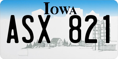 IA license plate ASX821