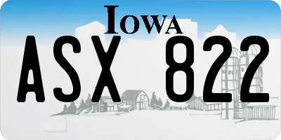 IA license plate ASX822