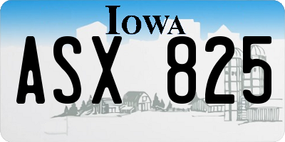 IA license plate ASX825