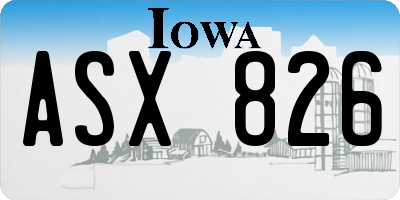 IA license plate ASX826