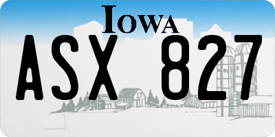 IA license plate ASX827