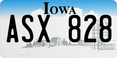 IA license plate ASX828