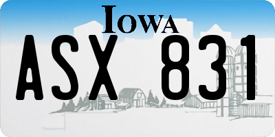 IA license plate ASX831
