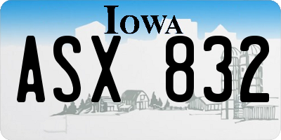IA license plate ASX832