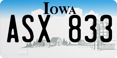 IA license plate ASX833