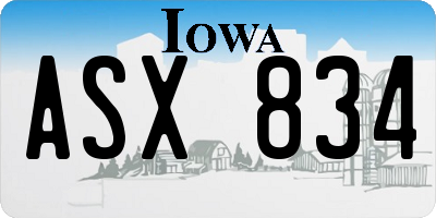 IA license plate ASX834