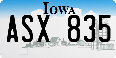 IA license plate ASX835