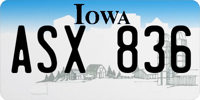 IA license plate ASX836