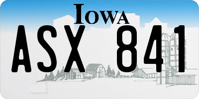 IA license plate ASX841